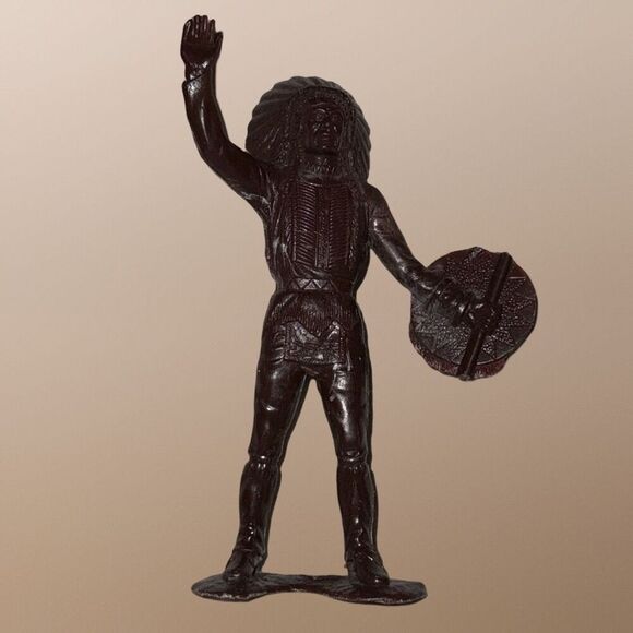 Vintage Louis Marx Native Brown Styled Plastic Indian Chief Figure Plastimarx 6” - Picture 1 of 4